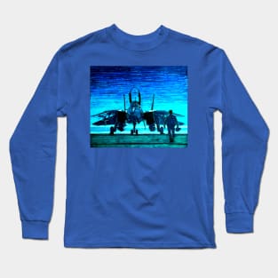 moonlight mission-an f14 tomcat fighter pilot walks to his plane Long Sleeve T-Shirt